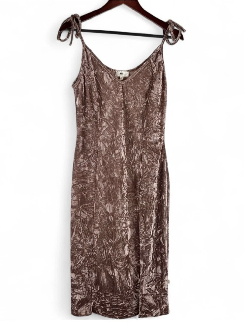 NYTT Crushed Velvet Purple Midi Party Y2K 90s Glam Cocktail Party Dress XS